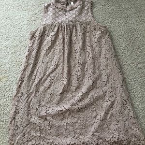 Beige Floral Keyhole Dress